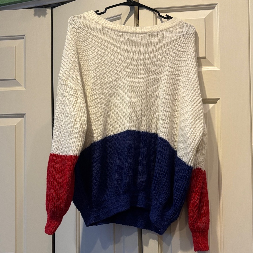 Zaful Colorblock Sweater in Red, Blue, and White